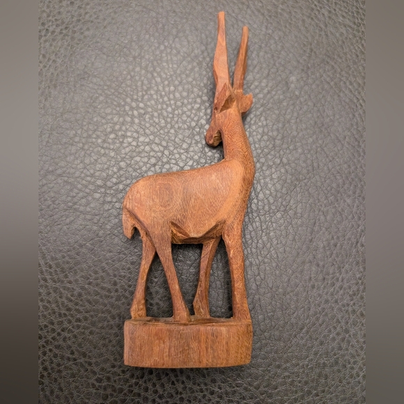 Vintage Gazelle Hand Carved Wood Art Decor Sculpture Trinket MCM African Safari - Picture 4 of 9